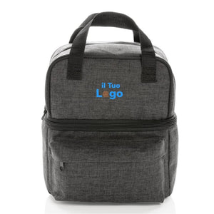 Borsa termica a 2 scomparti grigio scuro - personalizzabile con logo