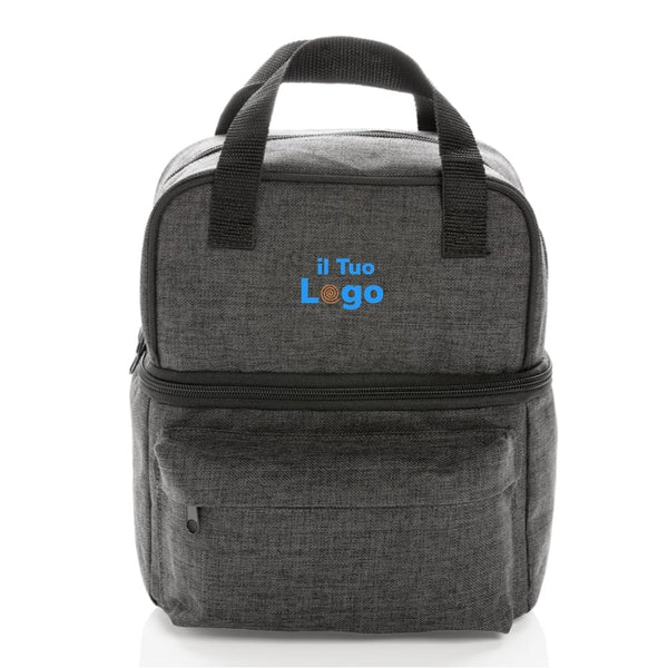 Borsa termica a 2 scomparti grigio scuro - personalizzabile con logo