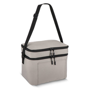 Borsa termica a doppio scomparto in R-PET 600D 30 x 20 x 24 cm 12 L Grigio - personalizzabile con logo