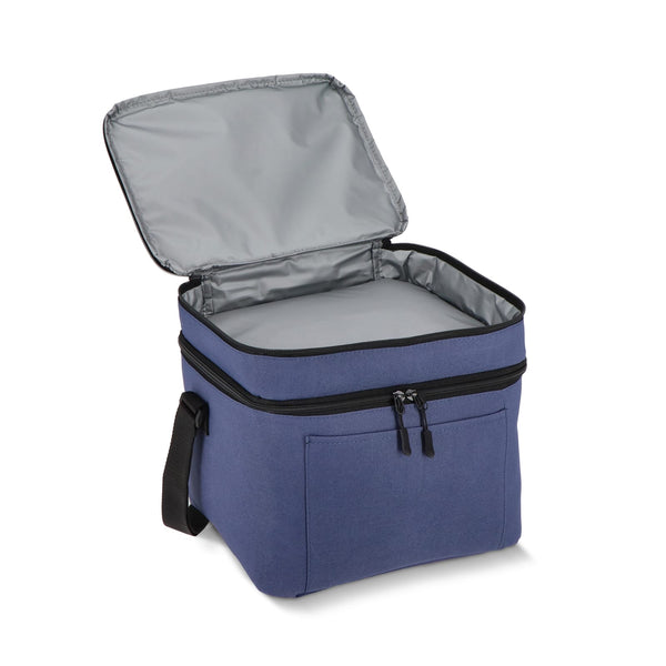 Borsa termica a doppio scomparto in R-PET 600D 30 x 20 x 24 cm 12 L - personalizzabile con logo