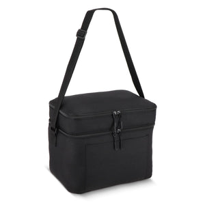 Borsa termica a doppio scomparto in R-PET 600D 30 x 20 x 24 cm 12 L Nero - personalizzabile con logo
