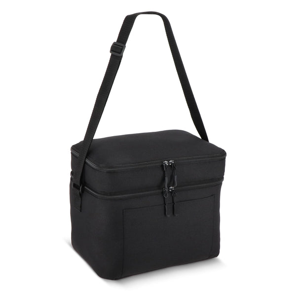 Borsa termica a doppio scomparto in R-PET 600D 30 x 20 x 24 cm 12 L Nero - personalizzabile con logo