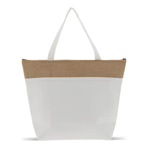 Borsa termica da spiaggia Cotone/juta 42x10x30cm beige - personalizzabile con logo