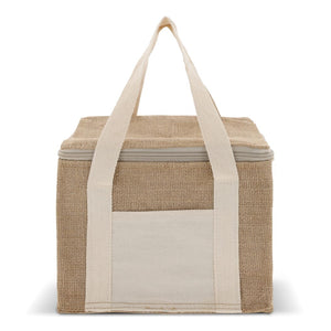 Borsa termica Juta/Cotone 22x18x18cm beige - personalizzabile con logo