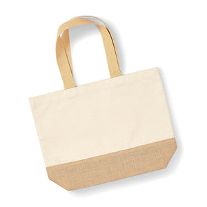 Borsa Tote in Cotone e Juta beige / UNICA - personalizzabile con logo