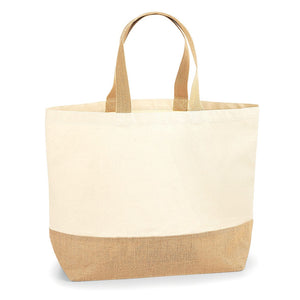 Borsa Tote in Cotone e Juta XL beige / UNICA - personalizzabile con logo