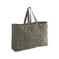 Borsa tote oversize in tela con stampa leopardata nero - personalizzabile con logo