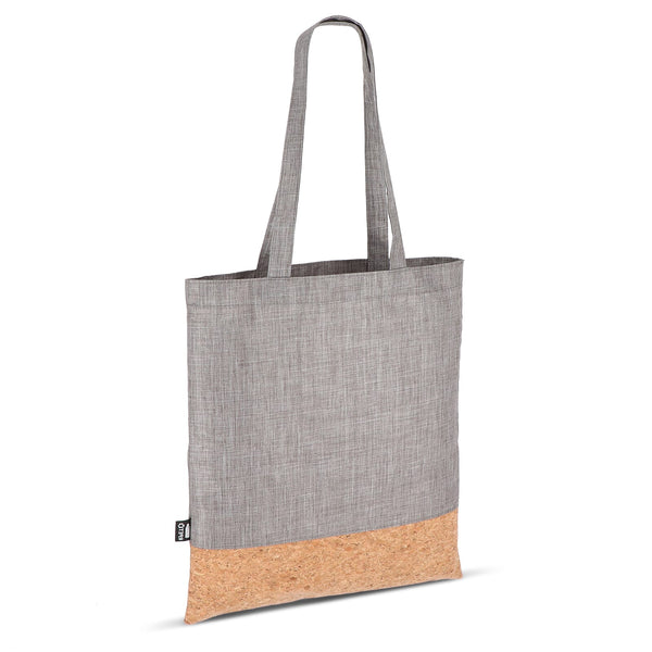 Borsa tote R-PET e sughero 35 x 40 cm Grigio - personalizzabile con logo