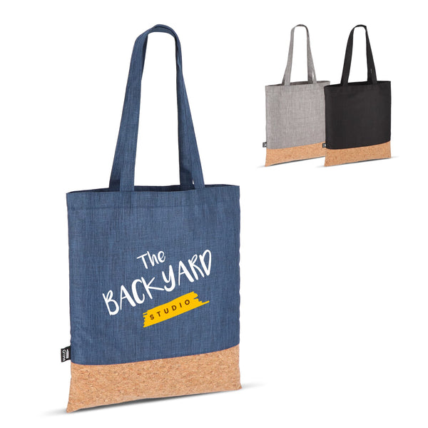 Borsa tote R-PET e sughero 35 x 40 cm - personalizzabile con logo