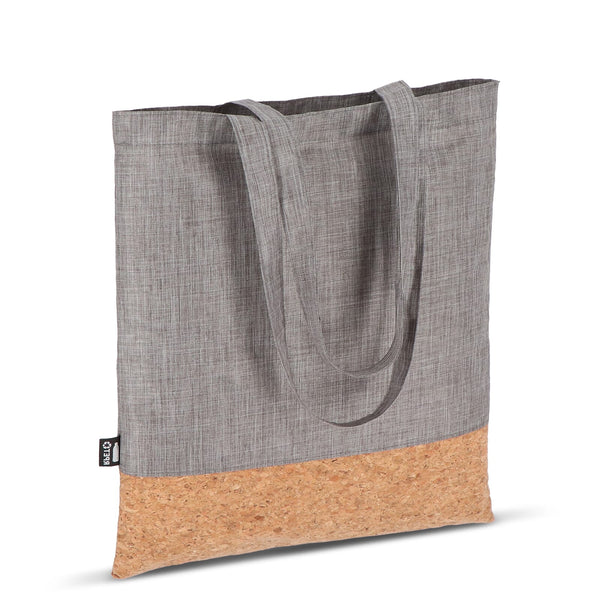 Borsa tote R-PET e sughero 35 x 40 cm - personalizzabile con logo
