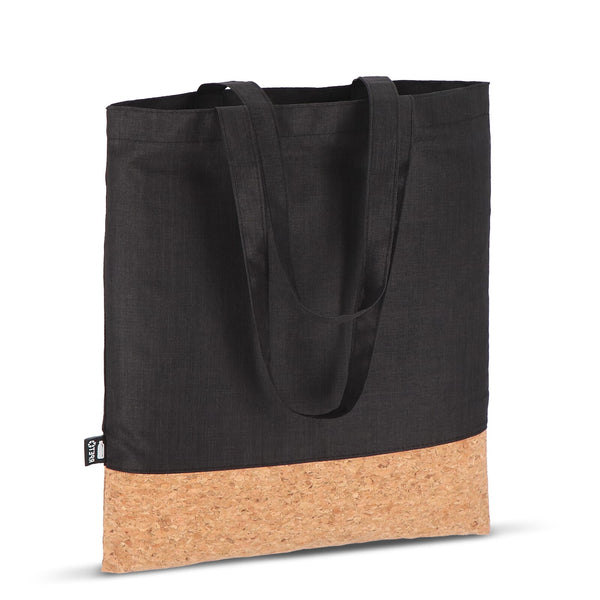 Borsa tote R-PET e sughero 35 x 40 cm - personalizzabile con logo