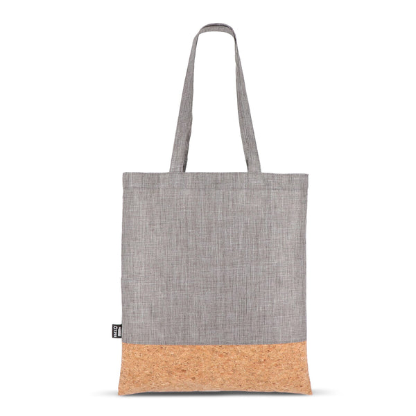 Borsa tote R-PET e sughero 35 x 40 cm - personalizzabile con logo