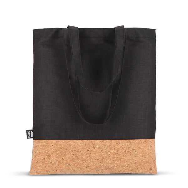 Borsa tote R-PET e sughero 35 x 40 cm - personalizzabile con logo