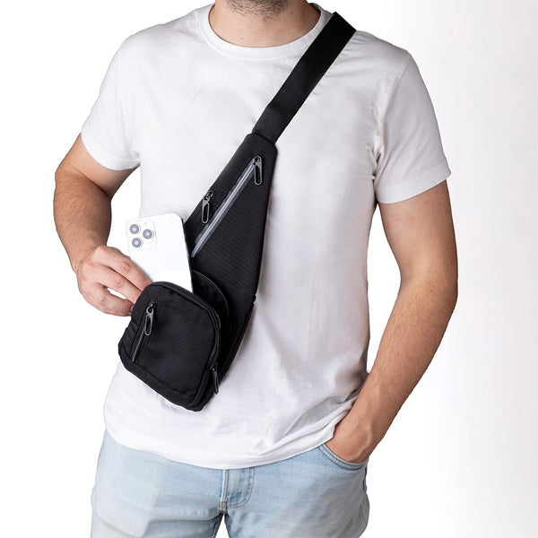 Borsa Tracolla Fadaok nero - personalizzabile con logo