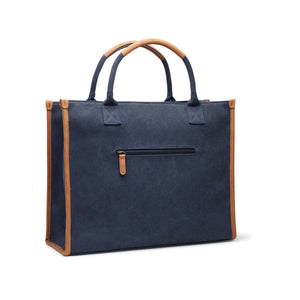 Borsa ufficio VINGA Bosler in canvas riciclato RCS blu navy - personalizzabile con logo