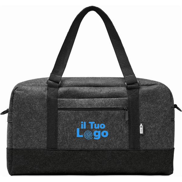 Borsa weekend in feltro RPET grigio scuro - personalizzabile con logo