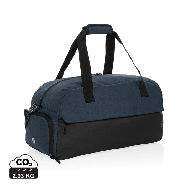 Borsa weekend Kazu in RPET AWARE™ blu - personalizzabile con logo