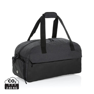 Borsa weekend Kazu in RPET AWARE™ nero - personalizzabile con logo