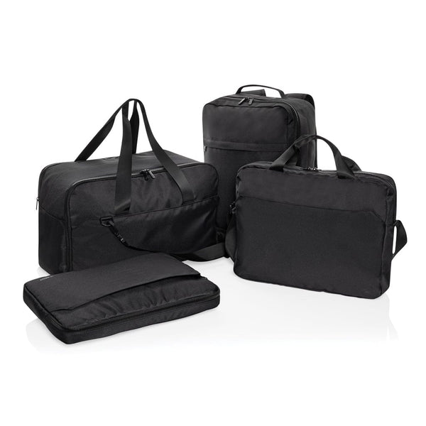 Borsa weekend porta PC da 15,6" Swiss Peak in rPET Aware™ nero - personalizzabile con logo