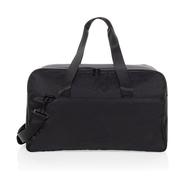 Borsa weekend porta PC da 15,6" Swiss Peak in rPET Aware™ nero - personalizzabile con logo