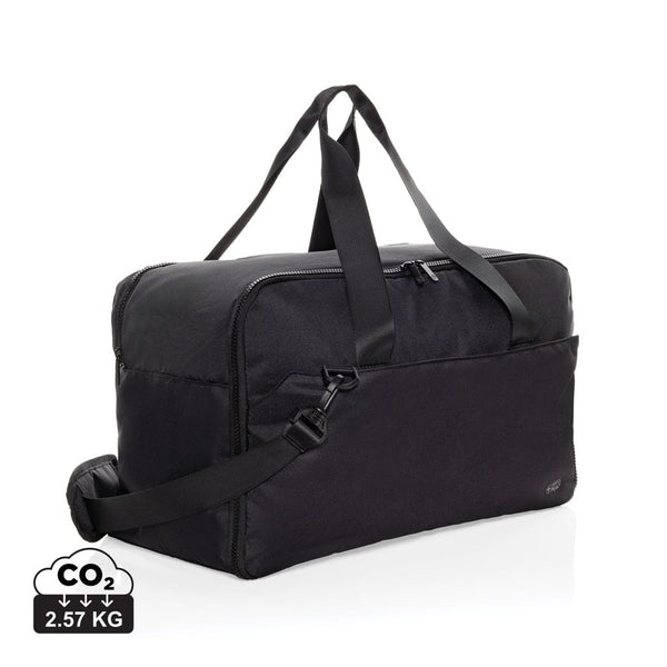 Borsa weekend porta PC da 15,6" Swiss Peak in rPET Aware™ nero - personalizzabile con logo