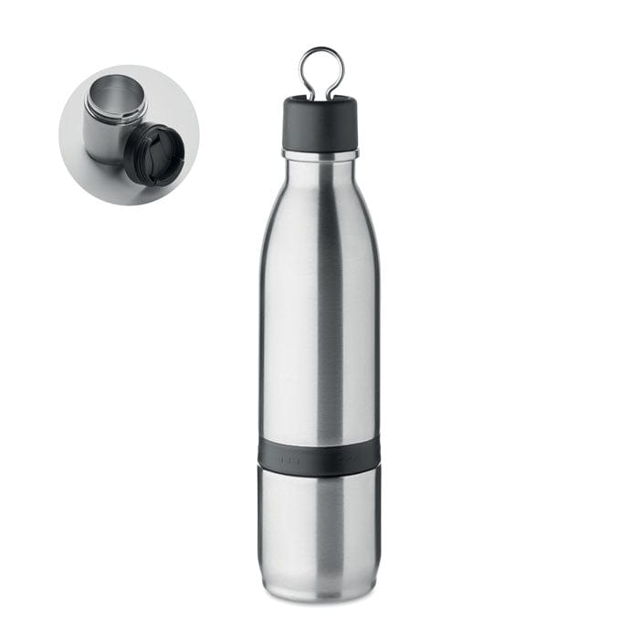 Bottiglia 2 in 1 doppio strato color argento - personalizzabile con logo