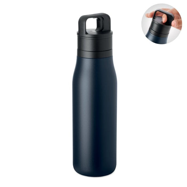 Bottiglia a doppio strato blu navy - personalizzabile con logo