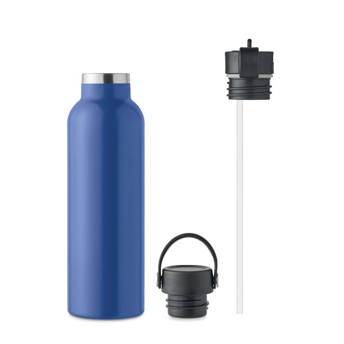 Bottiglia a doppio strato Recycled blu - personalizzabile con logo