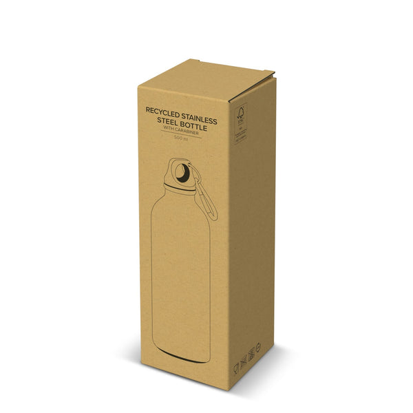 Bottiglia a parete singola in acciaio inossidabile riciclato da 500 ml - personalizzabile con logo