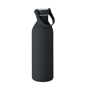 Bottiglia a singolo strato Recycled Inox Nero - personalizzabile con logo