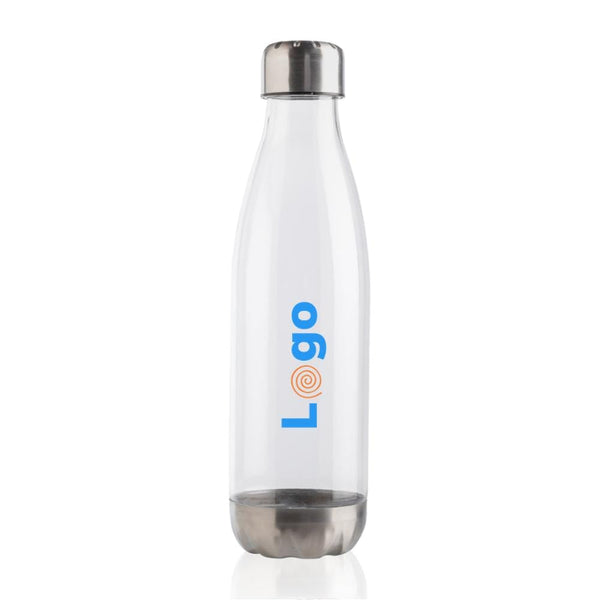 Bottiglia antigoccia con tappo in acciaio 500ml trasparente - personalizzabile con logo