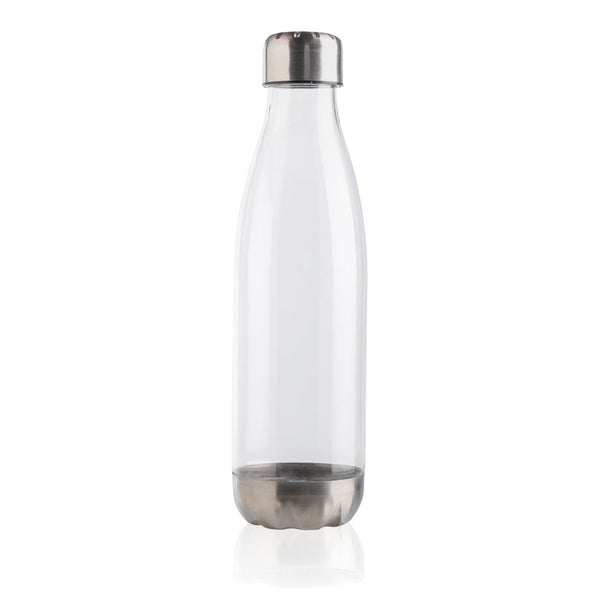 Bottiglia antigoccia con tappo in acciaio 500ml trasparente - personalizzabile con logo
