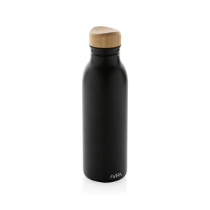 Bottiglia Avira Alcor in acciaio riciclato RCS 600ml nero - personalizzabile con logo