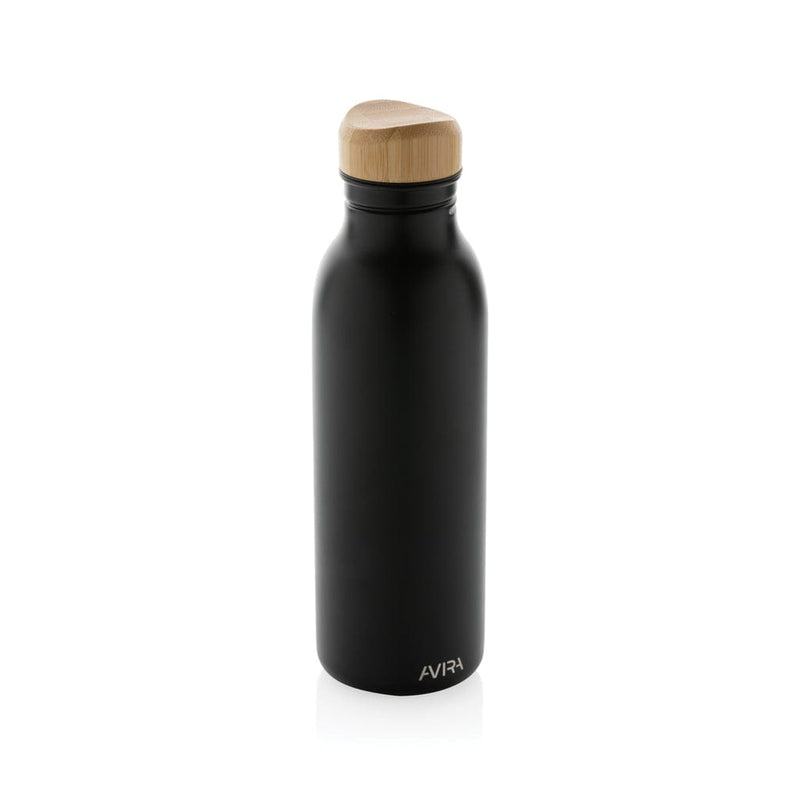 Bottiglia Avira Alcor in acciaio riciclato RCS 600ml nero - personalizzabile con logo
