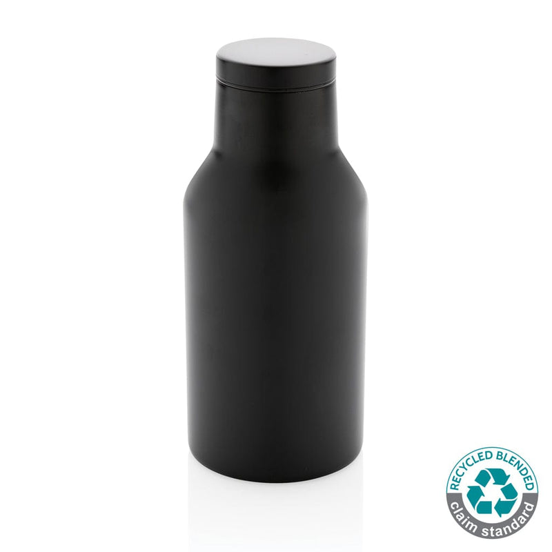 Bottiglia compatta in acciaio riciclato RCS 300ml nero - personalizzabile con logo