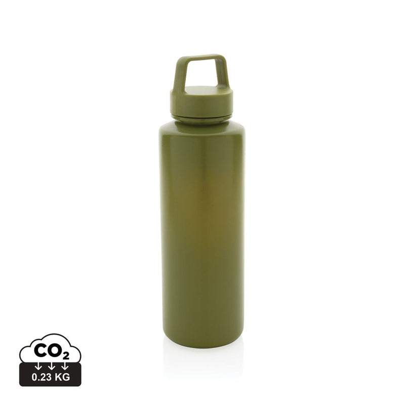 Bottiglia con manico in RPPRCS verde - personalizzabile con logo