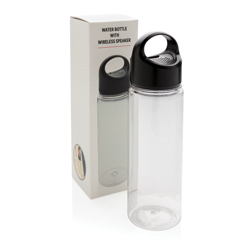 Bottiglia con speaker wireless nero - personalizzabile con logo