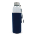 Bottiglia d'acqua con custodia 500ml Trasparente / blu navy - personalizzabile con logo