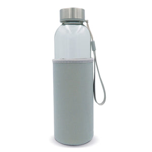 Bottiglia d'acqua con custodia 500ml Trasparente / Grigio - personalizzabile con logo