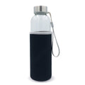 Bottiglia d'acqua con custodia 500ml Trasparente / Nero - personalizzabile con logo