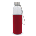 Bottiglia d'acqua con custodia 500ml Trasparente / Rosso - personalizzabile con logo