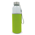 Bottiglia d'acqua con custodia 500ml Trasparente / verde - personalizzabile con logo