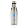 Bottiglia deluxe in acciaio riciclato RCS 500 ML color argento - personalizzabile con logo