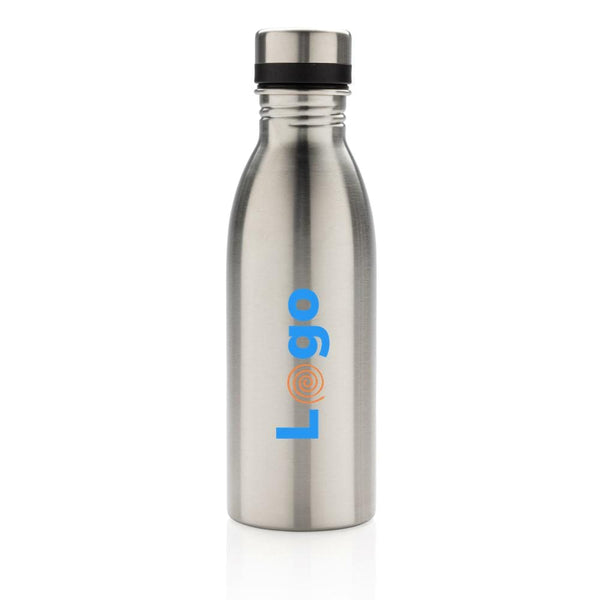 Bottiglia deluxe in acciaio riciclato RCS 500 ML color argento - personalizzabile con logo