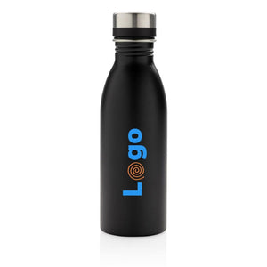 Bottiglia deluxe in acciaio riciclato RCS 500 ML nero - personalizzabile con logo