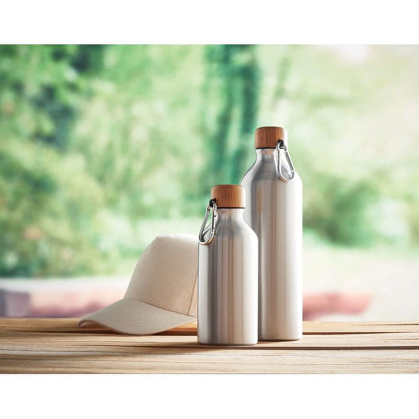 Bottiglia di alluminio 400 ml color argento - personalizzabile con logo