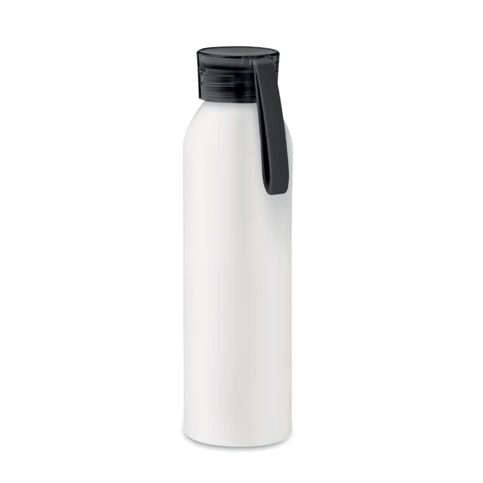 Bottiglia di alluminio 600ml Bianco/Nero - personalizzabile con logo