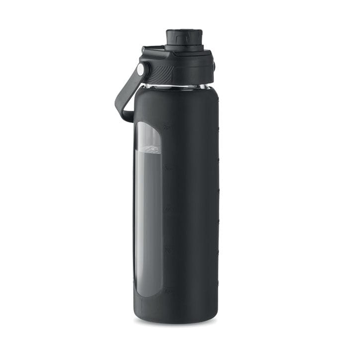 Bottiglia di vetro 750 ml Nero - personalizzabile con logo