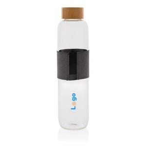 Bottiglia di vetro borosilicato Impact in bambù 750ml trasparente - personalizzabile con logo