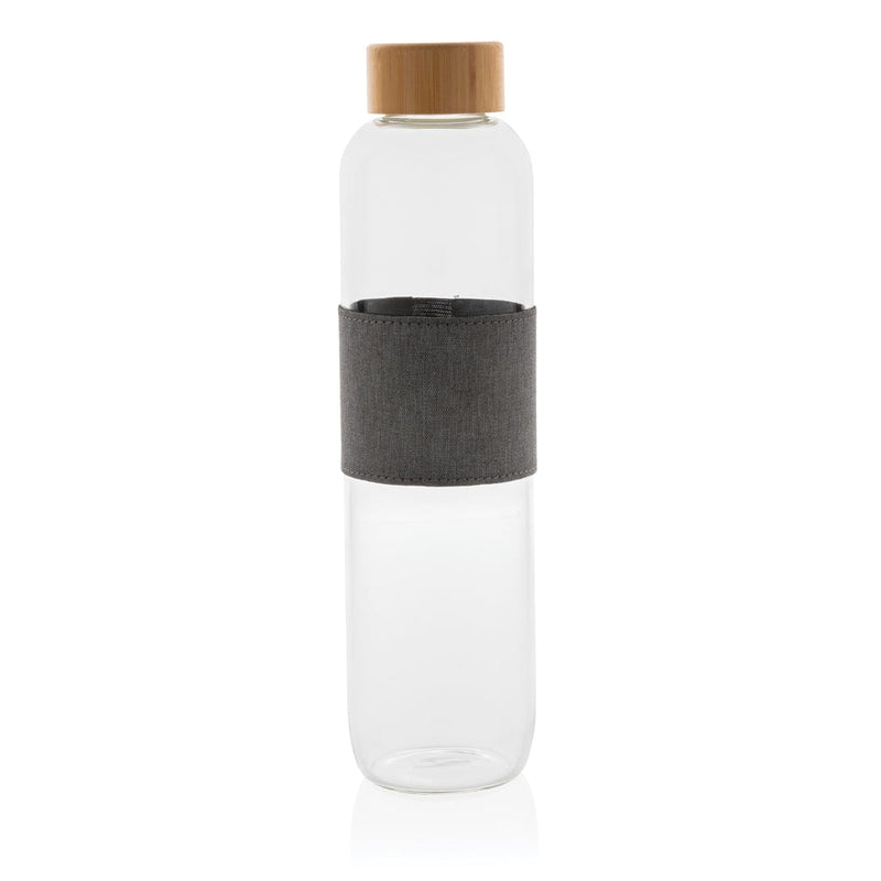 Bottiglia di vetro borosilicato Impact in bambù 750ml trasparente - personalizzabile con logo